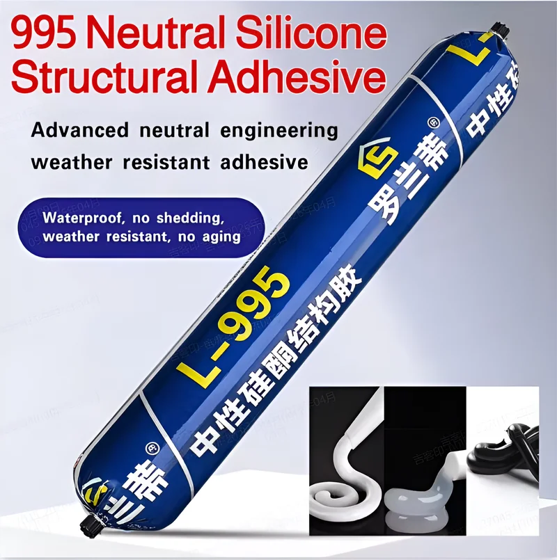 Sellador Impermeable Fuerte 995, Adhesivo Estructural de Silicona Neutro, Pegamento para Reparación de Grietas en Paredes, Bordes de Puertas y Ventanas, Pegamento para Vidrio Resistente a la Intemperie