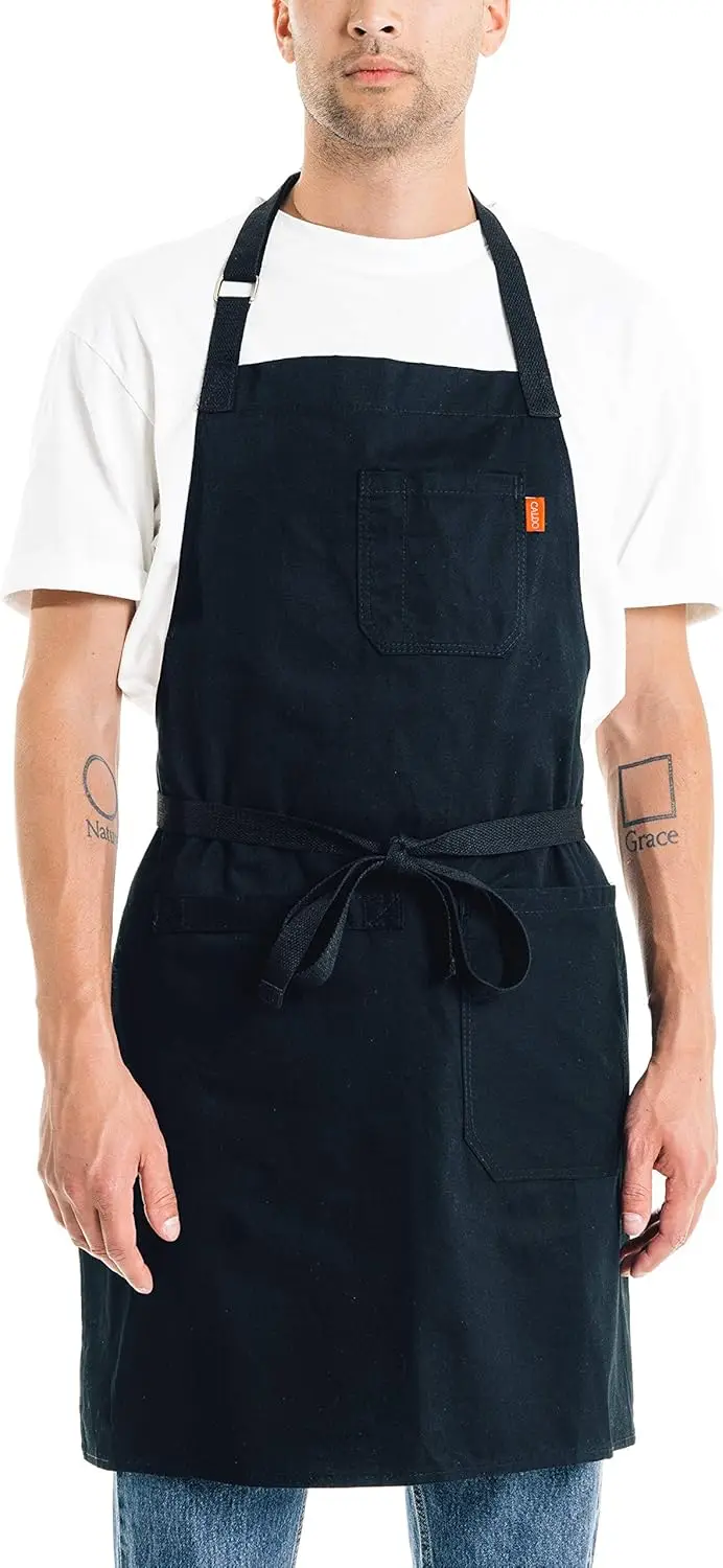 

Caldo Daily Cotton Kitchen Apron for Cooking- Mens and Womens Professional Chef or Server Bib Apron