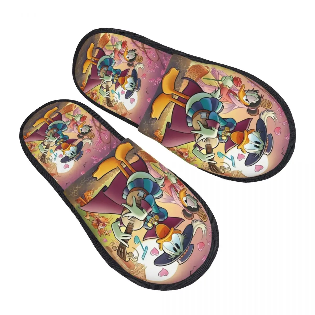 

Домашние тапочки с рисунком Дональда Дака на заказ, женские уютные тапочки из пены с эффектом памяти, каваи, аниме, без шнуровки, гостиничные тапочки