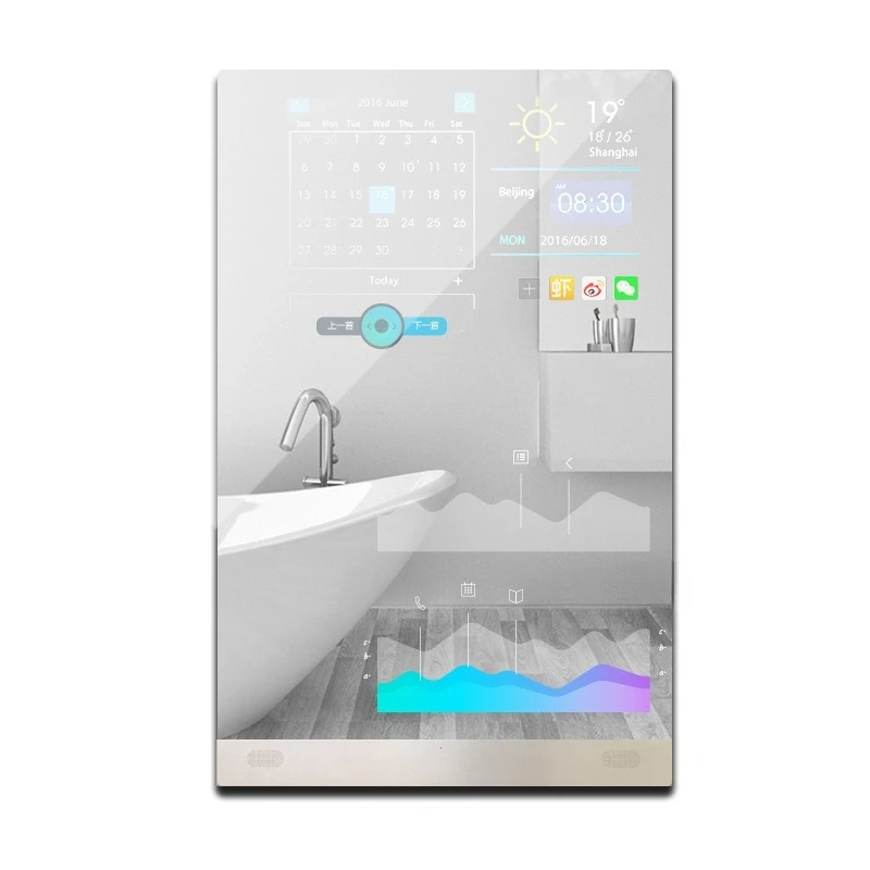 

Умное зеркало-рекламный дисплей, сенсорный экран для ванной комнаты, телевизор, фитнес-дисплей с датчиком движения.