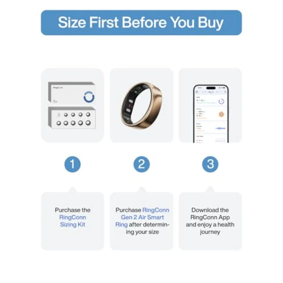 Gen 2 Air Smart Ring: HRV, Blood Oxygen, Sleep & Health Tracker with Menstrual Cycle Prediction, 10-Day Battery Life