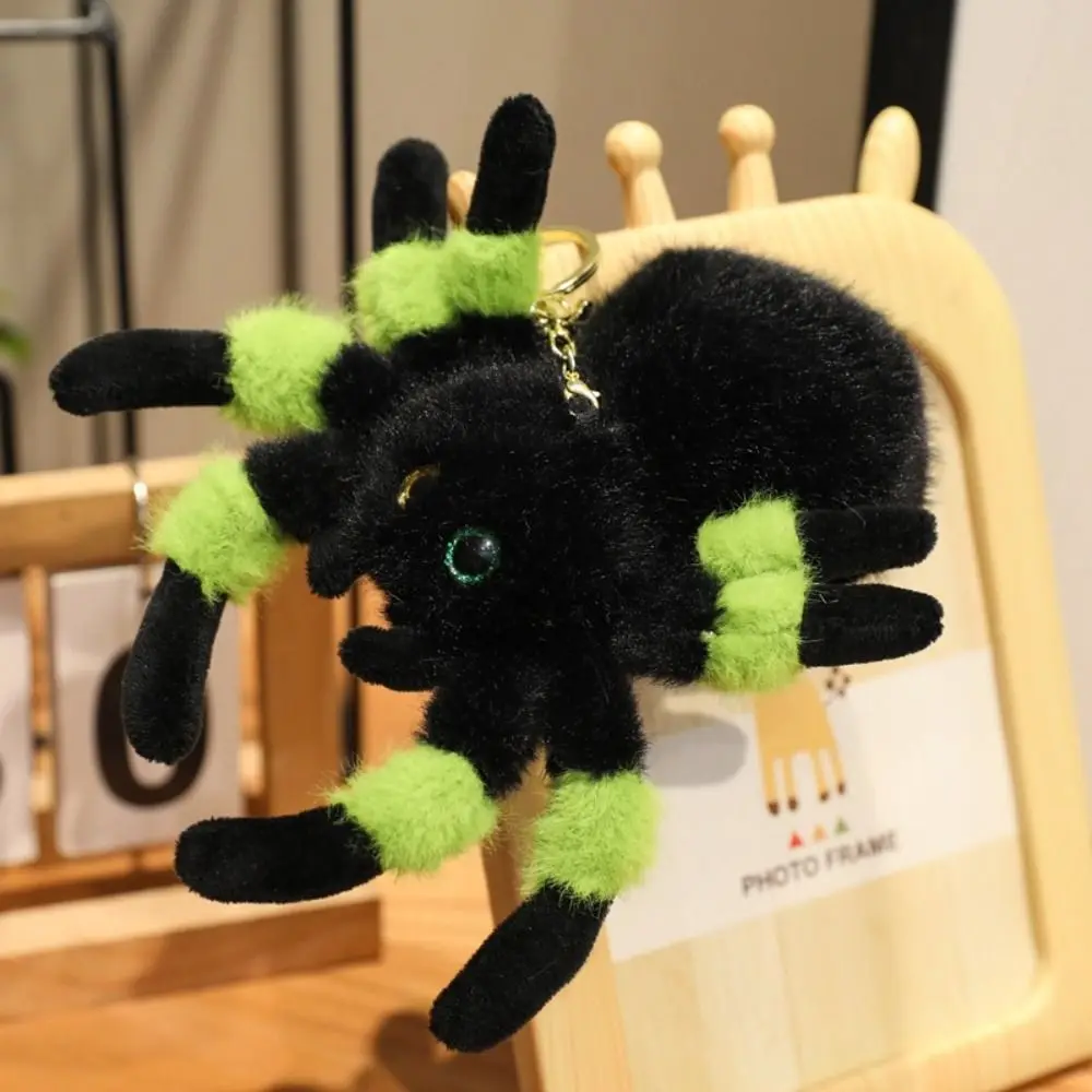 PP Baumwolle Farbe Spinne Puppe Schlüsselanhänger Flauschige Simulation Farbige Auge Spinne Plüsch Anhänger Lebensechte Bequeme