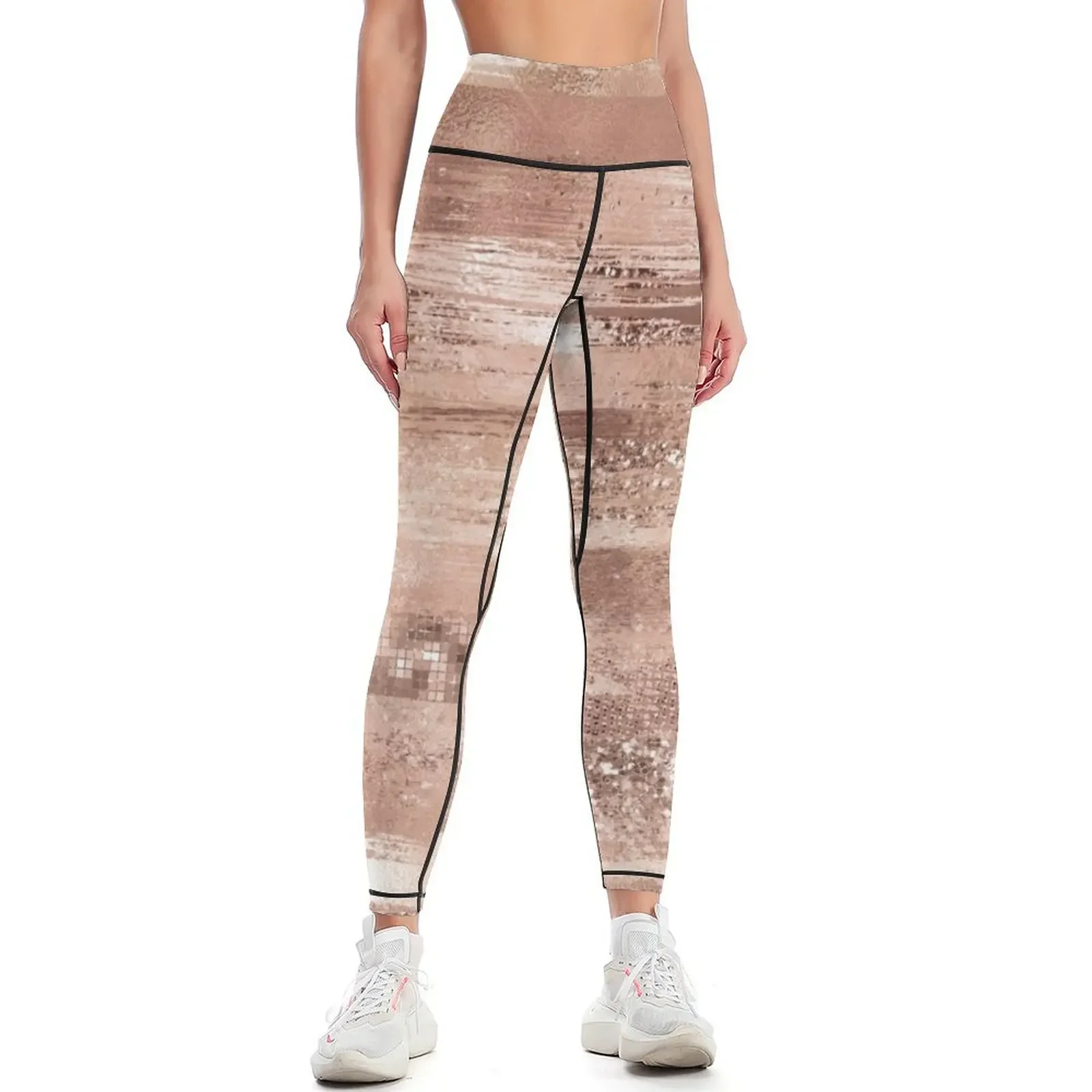 Sparkling Rose Gold Glitter Pattern Leggings Fitness clothing sport pants high waist Tight fitting woman Womens Leggings