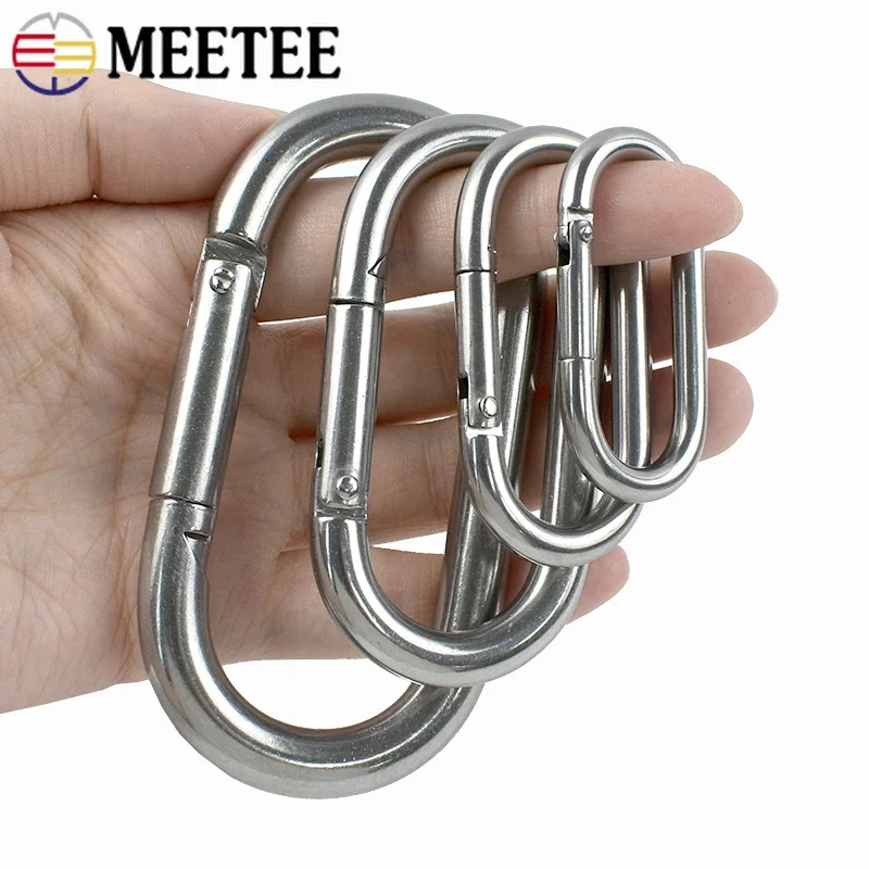 2-5Pcs 304 Stainless Steel O Ring Carabiner Oval Spring Snap Hook Outdoor Quick Clip Link Lock Rings DIY Hardware Accessories