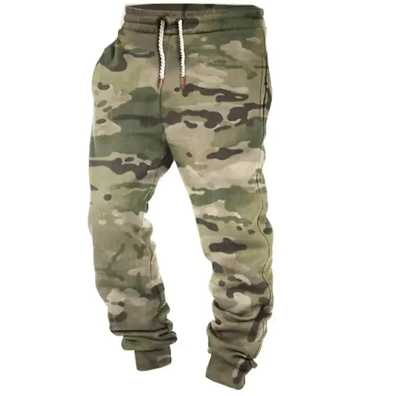 Herren-Jogginghose mit Camouflage-Muster, Kordelzug, Taschen, elastischen Bündchen, Sweatpants im Militärstil, Outdoor- und Freizeit-Hose für den Alltag. – Detail 3