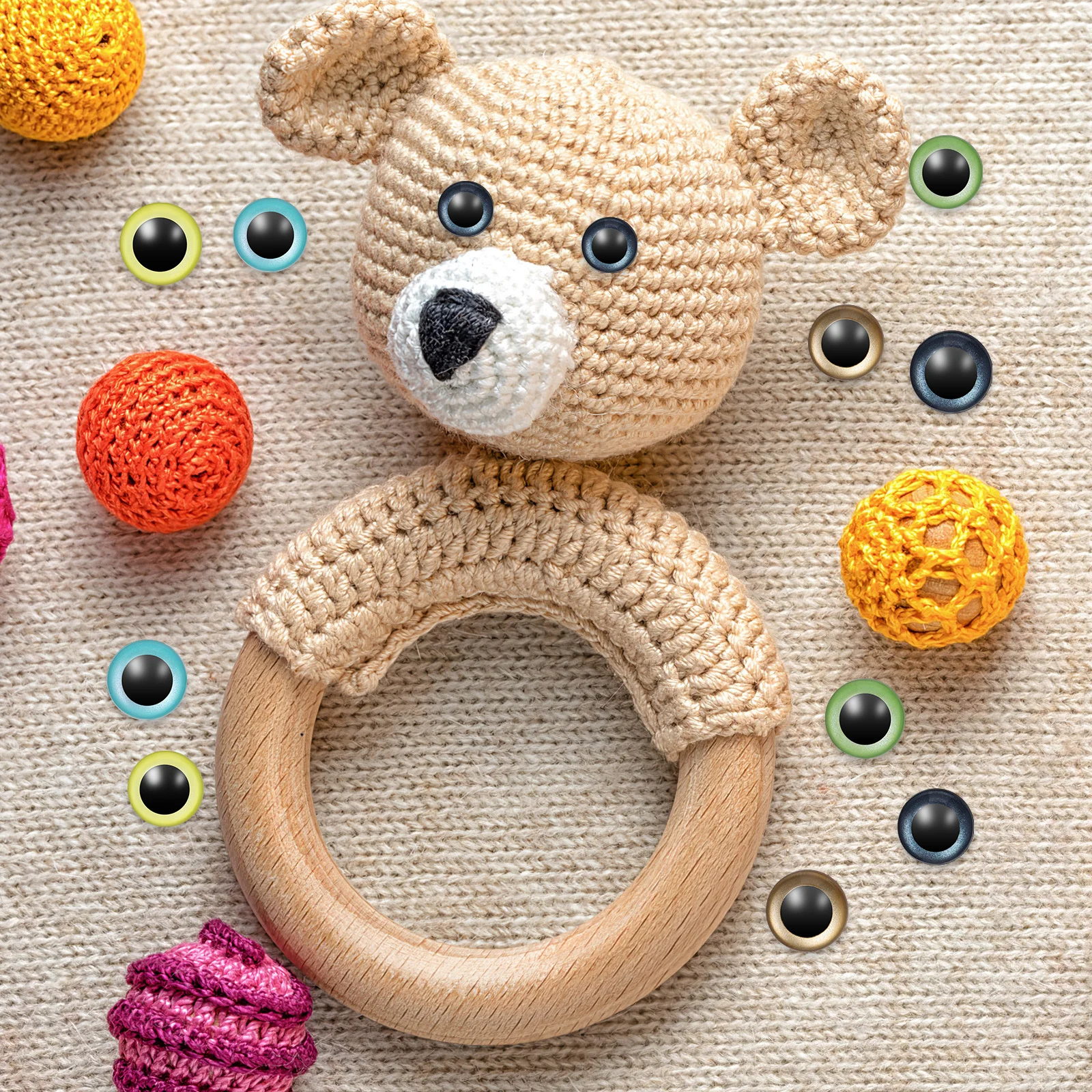 

40 pcs Iridescent Effect Sturdy Abs Material Easy Apply For Crochet Animals Craft Supplies Stuffed Animal Safety Eyes Plastic