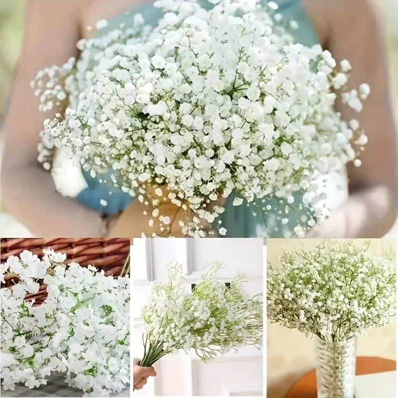 50 Stück Künstliche Gypsophila-Blumen mit Echtgefühl, Künstlicher Schleierkraut für Hochzeits- und Heimdekoration