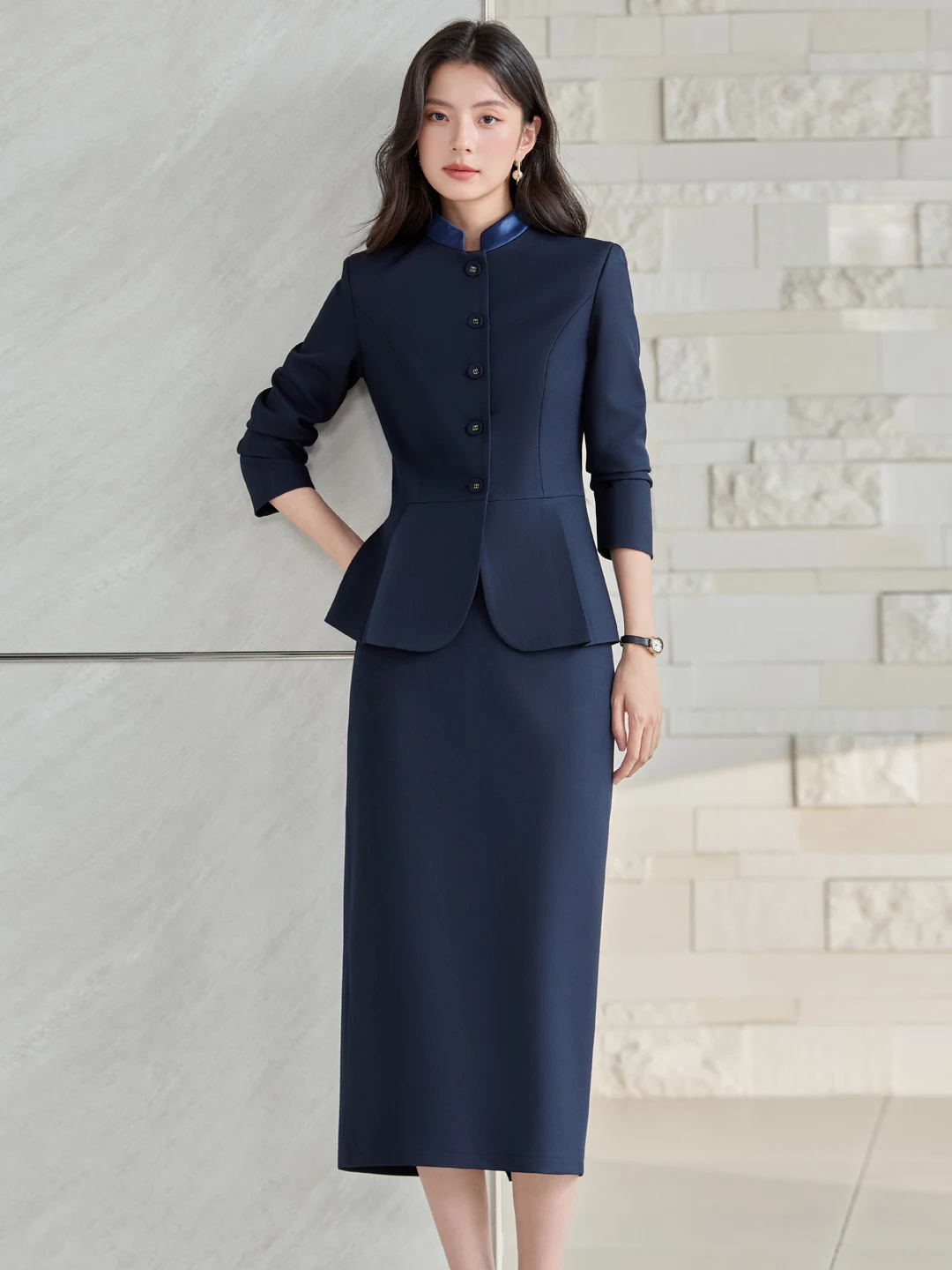 Nuevo Traje de Chaqueta para Mujer con Cuello Mao Estilo Chino, Colección Otoño 2026, Abrigo Profesional Elegante de Manga La...