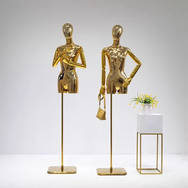 Clothing store model props women's electroplated half-body women's clothing window stand clothes shelf wedding doll display