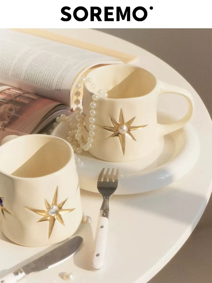 

Star cup, gem pearl, ceramic cup, mug, coffee cup, water cup