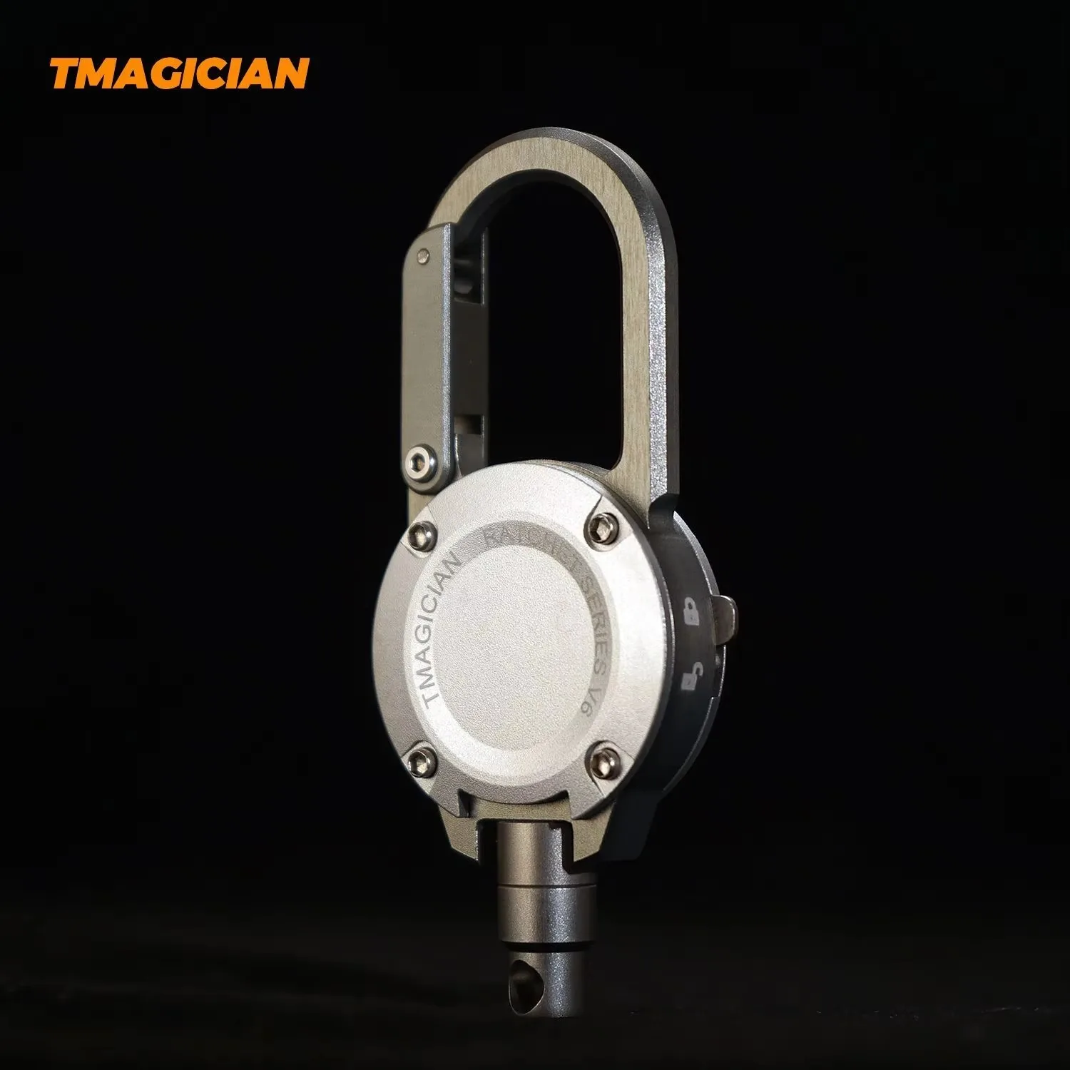 TC4 Alloy Retractable Anti-lost Key Holder, Ratchet Type Retractable Key Clip with Steel Wire Rope for Daily Use & Small Tools