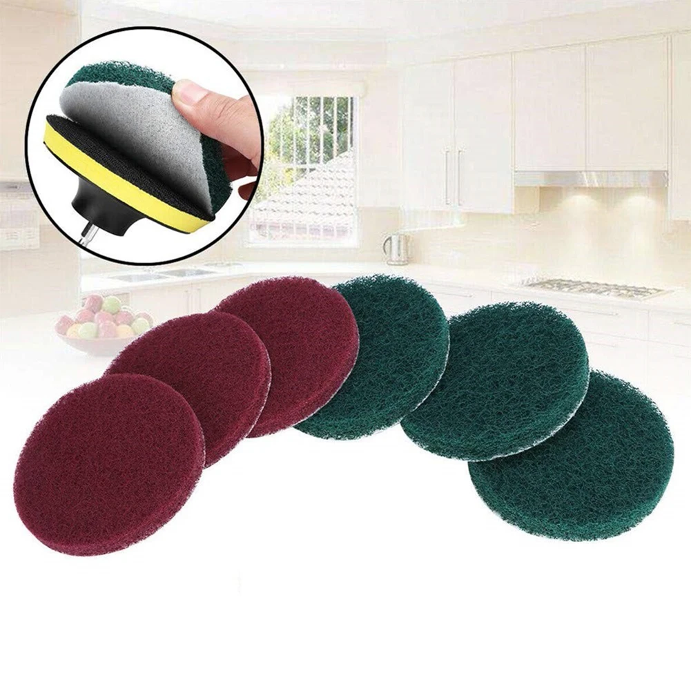 5pcs Cleaning Cloth Scrub Pad Industrial Scouring Pads Nylon Polishing Pad 4Inch Auto Car Buffing Pad Set Sponge Shower Bathtubs