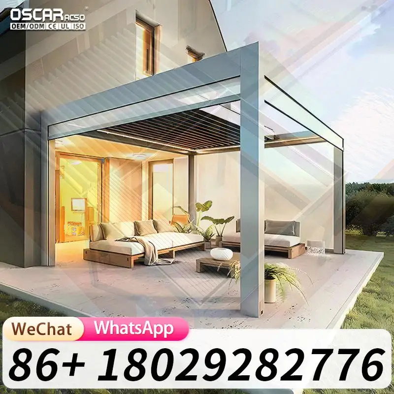 

Современная уличная садовая моторизованная жалюзи, выдвижная биоклиматическая водонепроницаемая алюминиевая беседка для патио, террасы на заднем дворе