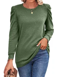 Women's Pleated Lightweight Sweatshirt, Long Sleeve, Solid