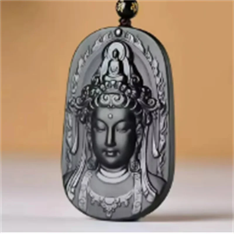 

Натуральный нефритовый кулон из хэтяньского нефрита с ручной резьбой в виде головы Гуаньинь, модный подарок для мужчин и женщин, парный бутик-подарок на праздник