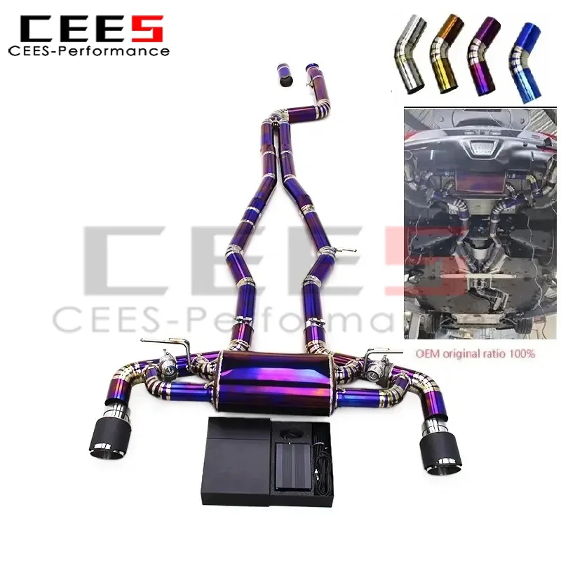 نظام عادم أنبوب التيتانيوم مقاس 3.5 بوصة من cees لسيارة Toyota Supra A90 3.0T 2020-2023 كاتم صوت رياضي صمام مع جهاز تحكم عن بعد