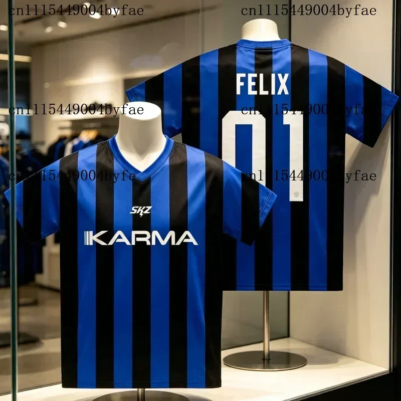 2026 Fan Jersey Harajuku Boys Girls Women Kpop T-Shirt Men Kid Tees S-SKZ Karma Jersey Casual Stray Korean  Parent-child Outfits