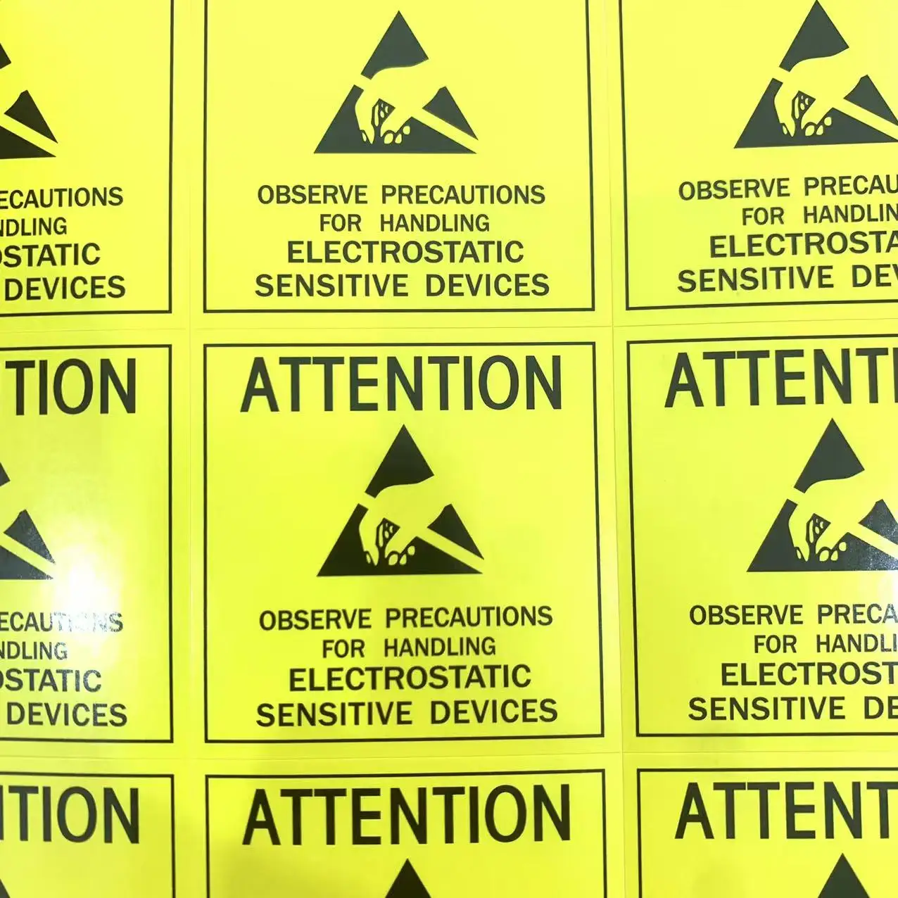 4.8*4.8cm ATTENTION Sticker Adhesive Label for ESD Anti Static Sensitive Device Electronic Shielding Anti-Static Party Packing