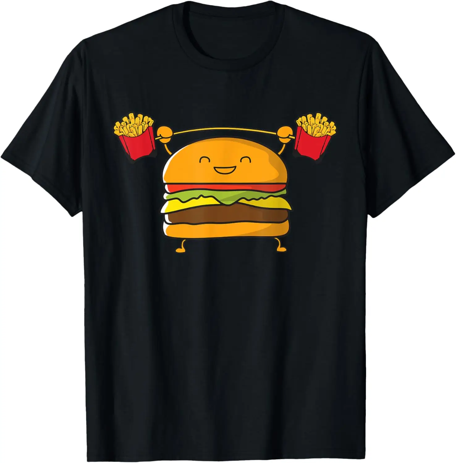 Burger Fries Funny Food Snatch Squat Barbell Weight T-Shirt