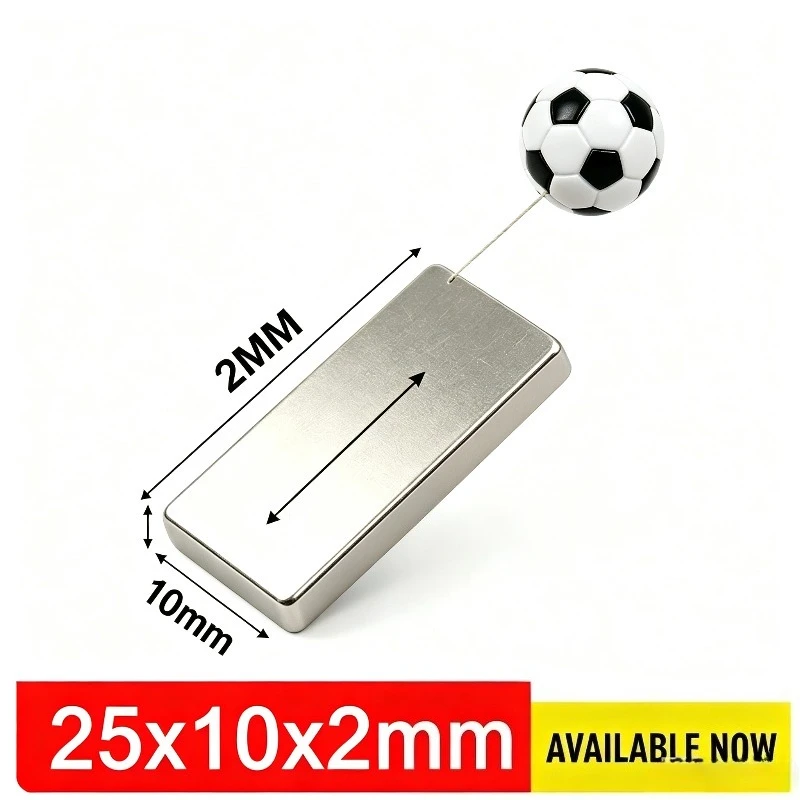 25x10x2mm N35 Thin Square Neodymium Magnet NdFeB Strong Magnet for Fridge Handmade Hobby Assembly Engineering Fixing 25*10*2mm
