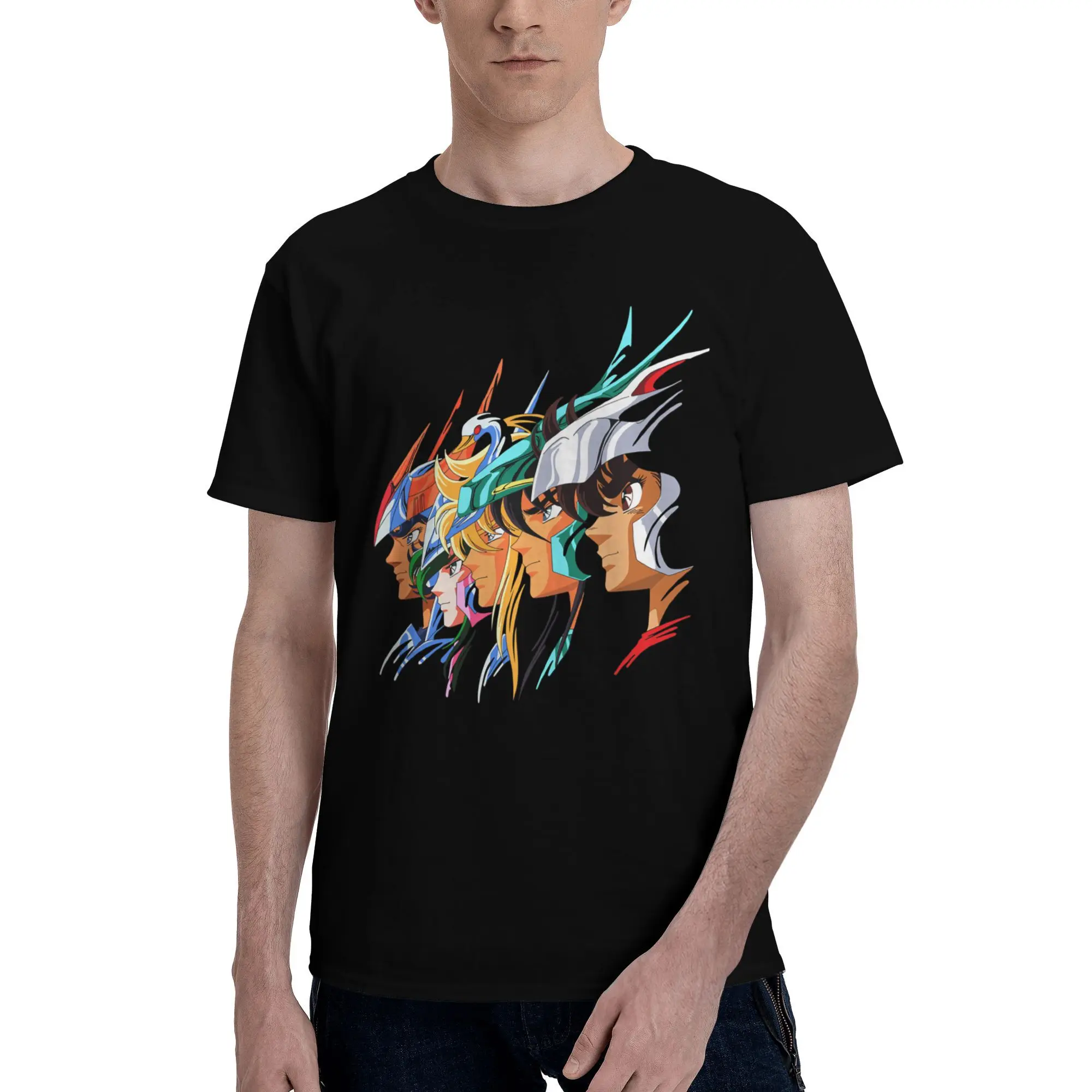 

Custom Kawaii Saintes Seiya Anime Manga T Shirt Men Short Sleeved T-shirts Printed Tee Tops 100% Cotton Slim Fit Tshirts Gift