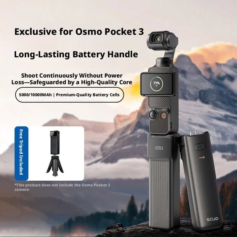 

NOHON, совместимый с DJI Pocket 3, внешний аккумулятор на 5000 мАч, зарядная рукоятка для камеры, для Pocket 3, удлиненная рукоятка