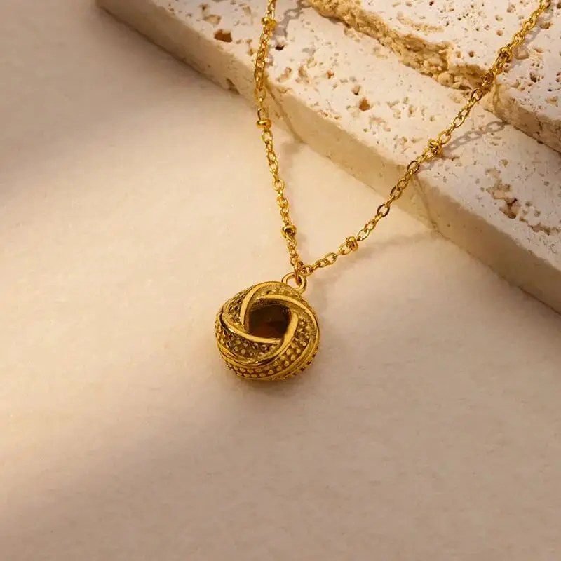 Love Knot Pendant Necklace for Women Gold Color Geomatric Charms Stainless Steel Chain Necklace Jewelry Wedding Party Gift Ins