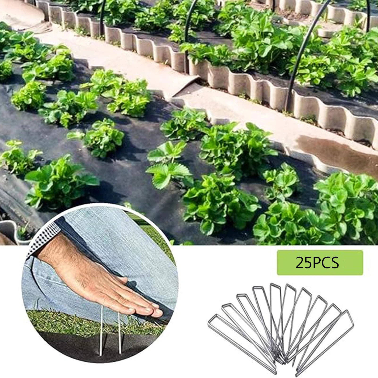 25PCS Outdoor Garden U-shaped Ground Nail Not Easy to Bend Reusable Tent Stake for Lawn Yard Turf Tents Fences