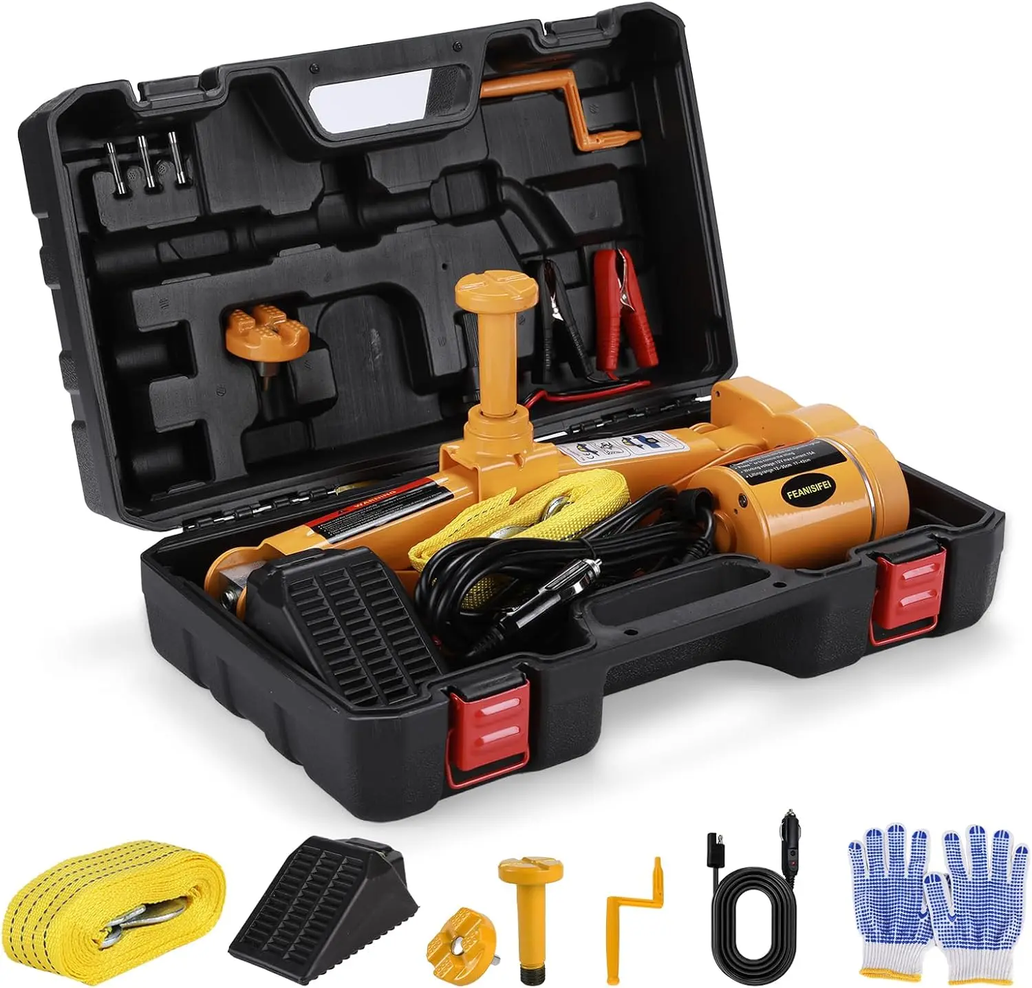 

3-тонный комплект электромобильного домкрата 12 В со светодиодной подсветкой, автоматический ножничный подъемник для замены шин седана, внедорожника