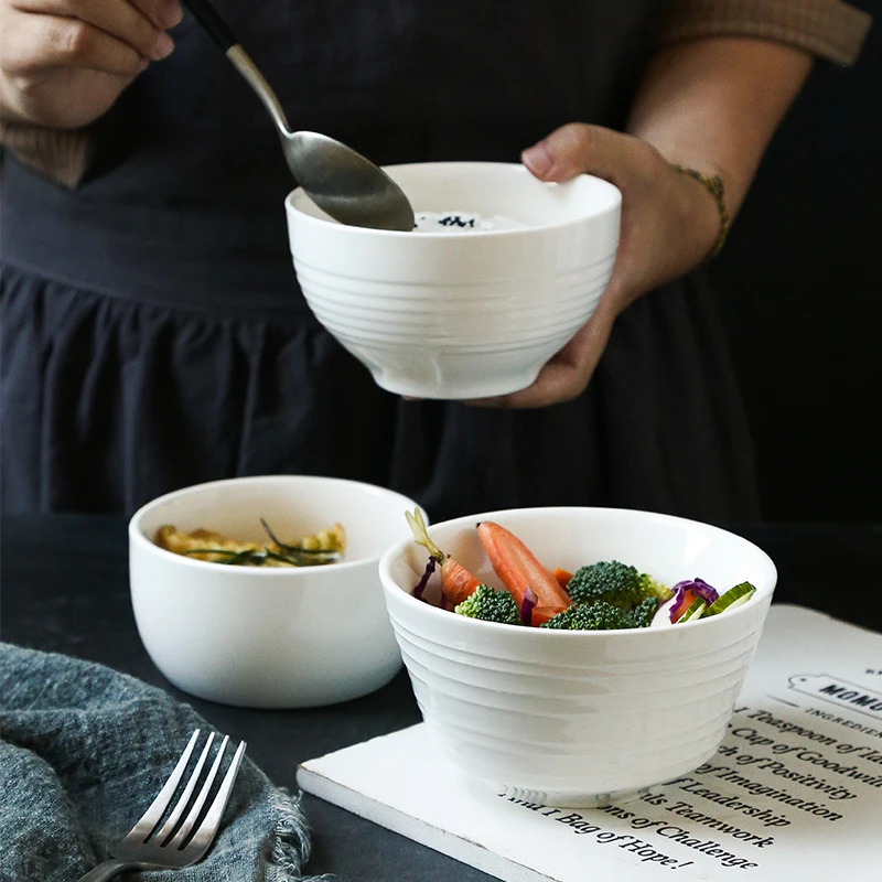 

Микроволновая тарелка для риса, супа, фруктов и десертов, чисто белая, с спиральным дизайном, для домашнего использования, круглая тарелка для сервировки стола