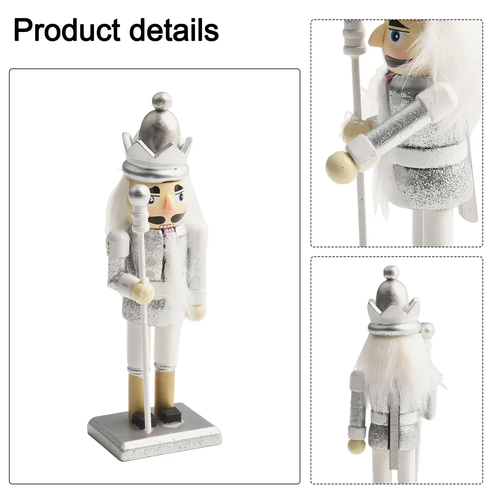 16CM Wooden Nutcracker Ornaments Puppet Traditional Silver Christmas Party For Any Christmas Decoration Theme Christmas Decor