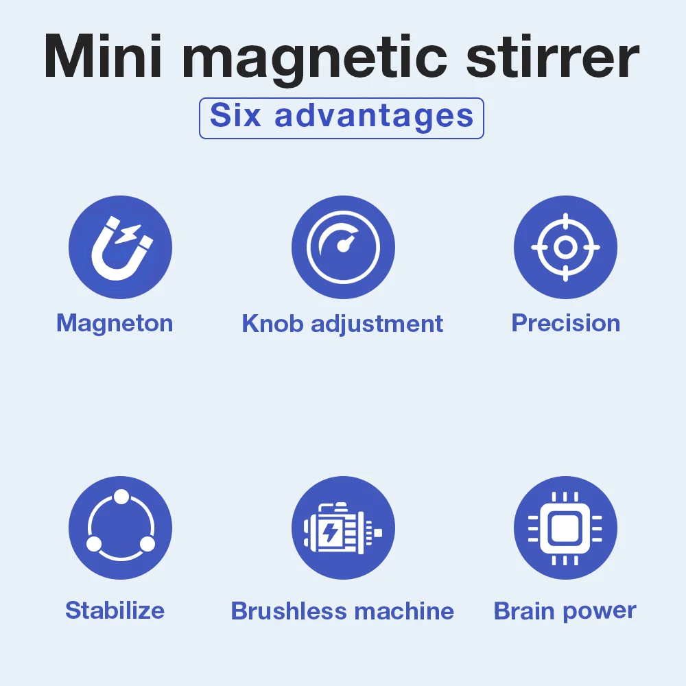 Mini Stir Plate Magnetic Lab Stirrer with Stir Bars Magnetic Mixer 3L Adjustbable Speed 300-3000 RPM for Classroom Laboratory