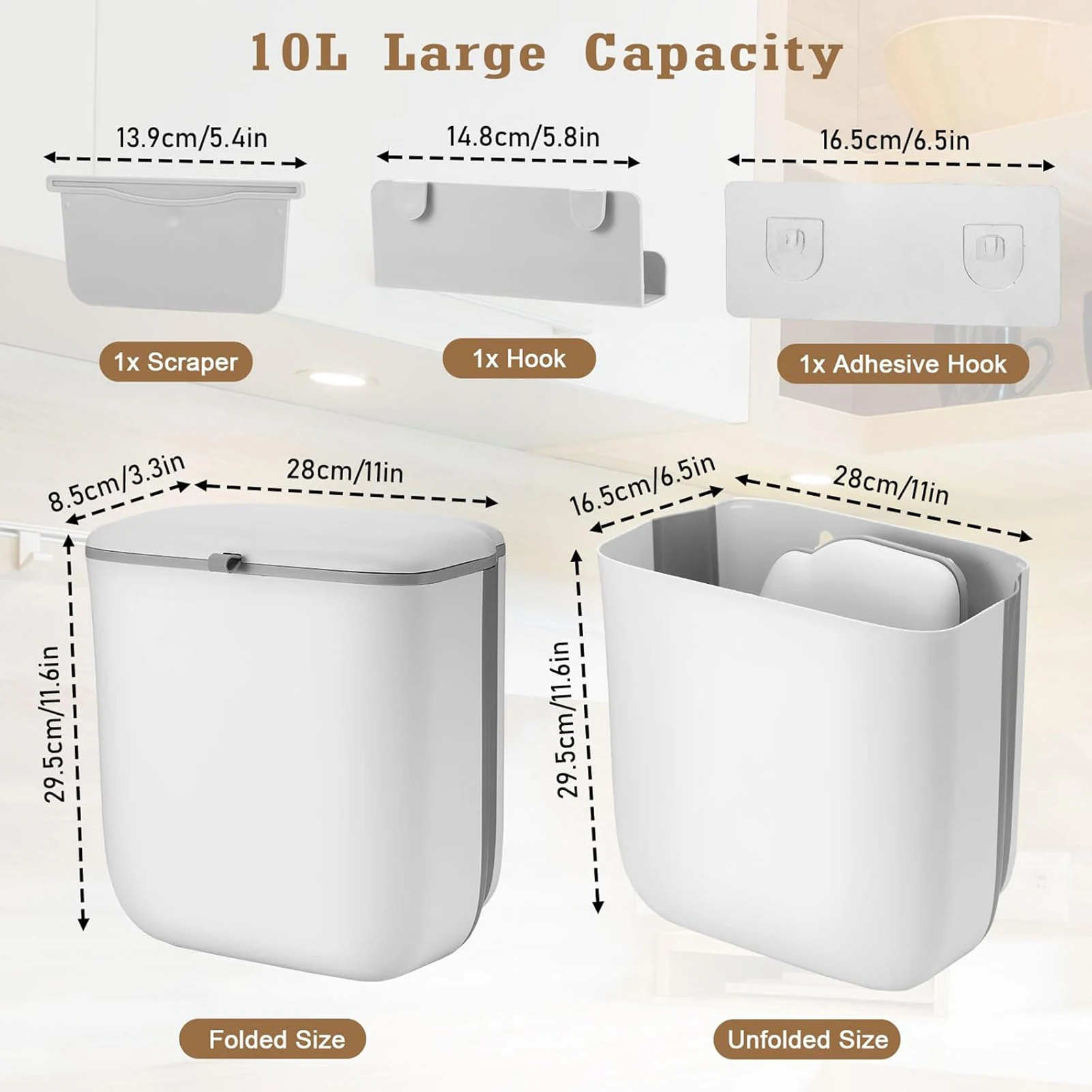 

Настенный кухонный мусорный бак со скрытым скребком для очистки без запекания рук для кухни, ванной комнаты, гостиной