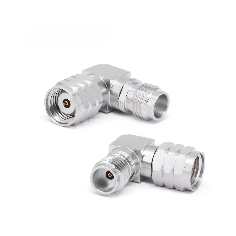 High Frequency Millimeter Wave RF Adapter 1.85mm Male to 1.85mm Female with Right Angle Stainless Steel DC-67GHz
