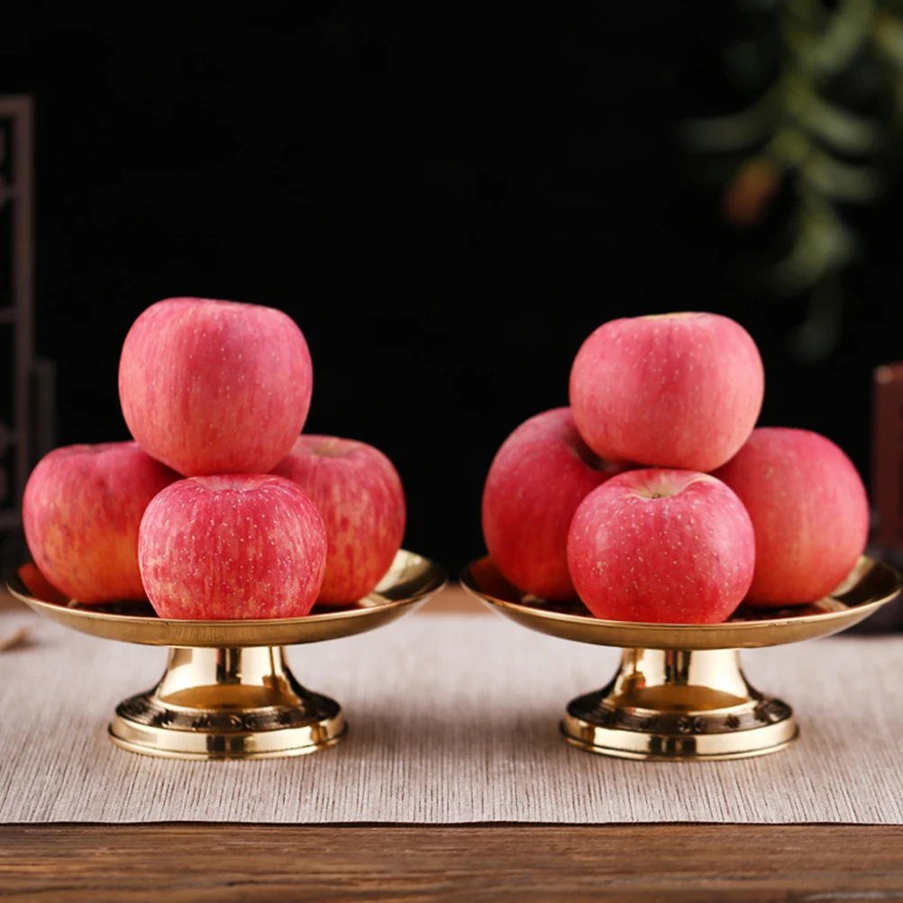 

Lotus Fruit Plate Alloy Retro Pedestal Bowl for Temple Supplies Space Saving Desktop Kitchen Accessories