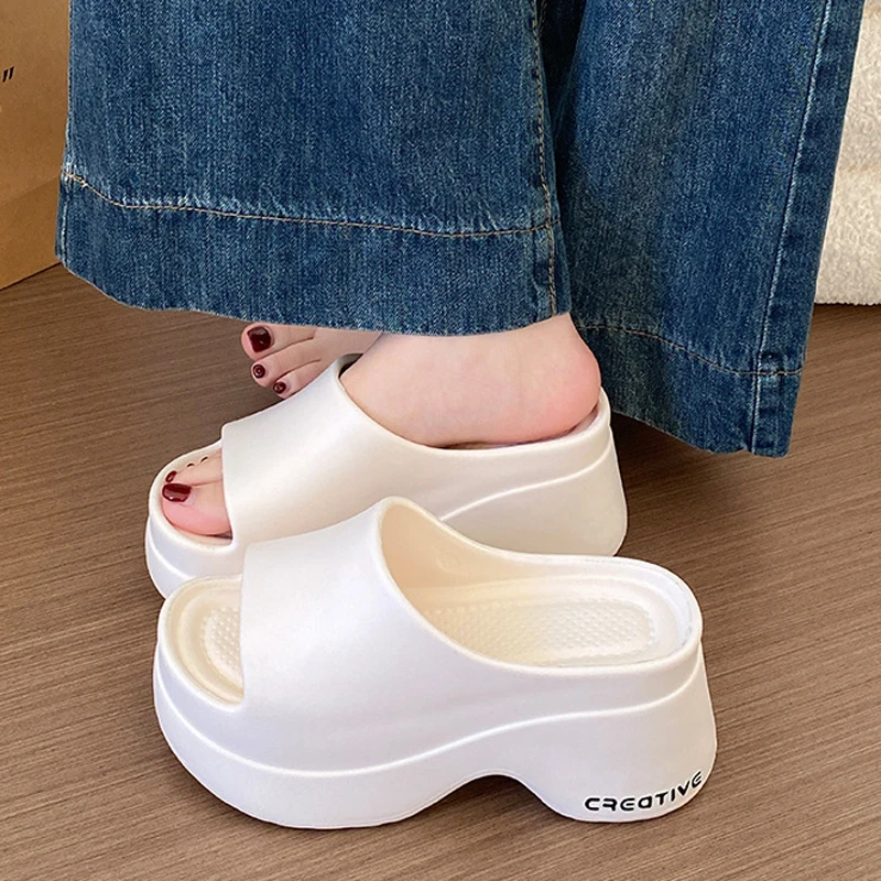 Summer Home Slipper Wedge High Heel Platform Flip Flop Women Cloud Outdoor Summer Sandal Slides Ladies House Shoe Beach Thick