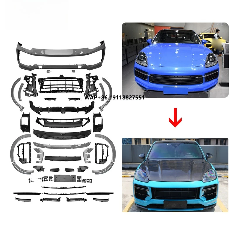 

]1979] 2018-2023 9Y0.1 Front Bumper and Headlights Upgrade to 2024 9Y0.2 Turbo GT Style Body Kit for Cayenne Bodykit
