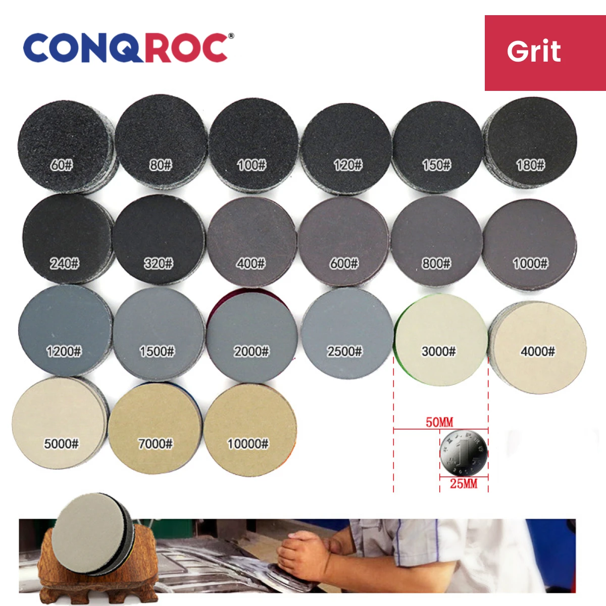 100 ชิ้น 50 มม.แผ่นขัดซิลิคอนคาร์ไบด์ 2 นิ้วกันน้ําเปียกและแห้ง Sanding Papers Hook และ LOOP Grit-60 ~ 10000