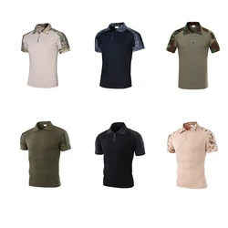 Tactical T-shirt Military Army Combat T Shirt Quick Dry Tees Men's Outdoor Hunting Camping Hiking O-Neck Lapel Short Sleeve
