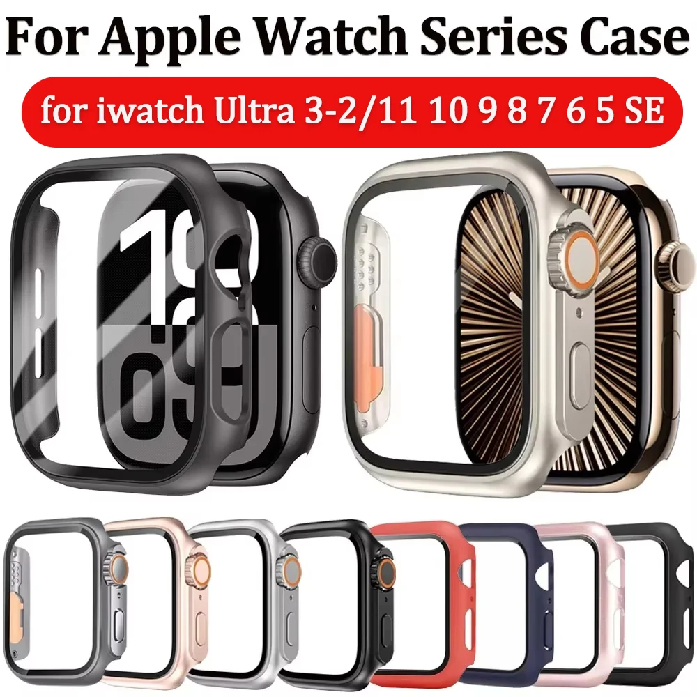 

Glass+Cover For Apple Watch 11/10 Case 46mm 42mm Ultra 3 2 49mm 44 45mm 41 40mm Screen Protector Bumper iwatch series 9 8 7 5 SE