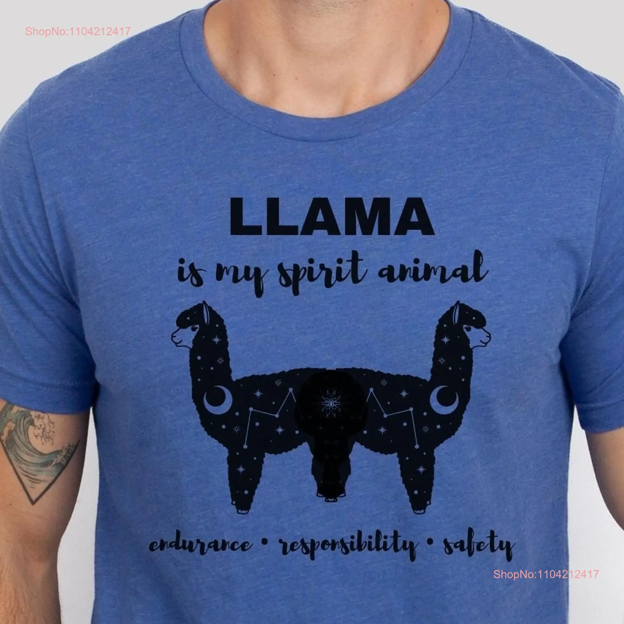 Llama T Shirt Spirit Animal Symbolism Power Shaman long or short sleeves