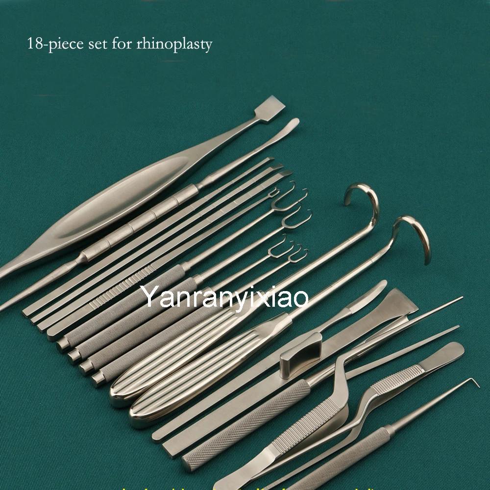Rhinoplasty equipment set, 18-piece combination set, nasal bone Joseph stripper, nasal knife, bone spatula, double claw hook