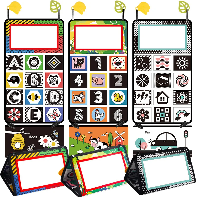 

Car Hanging Fabric Mirror Foldable Portable Face Recognition Visual Exploration Safe Interaction Enlightenment Toy For Infants