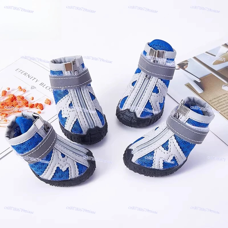 

Pet shoes Teddy Pomeranian small dog dog shoes breathable non-slip anti-drop Oxford soft sole 4 pcs