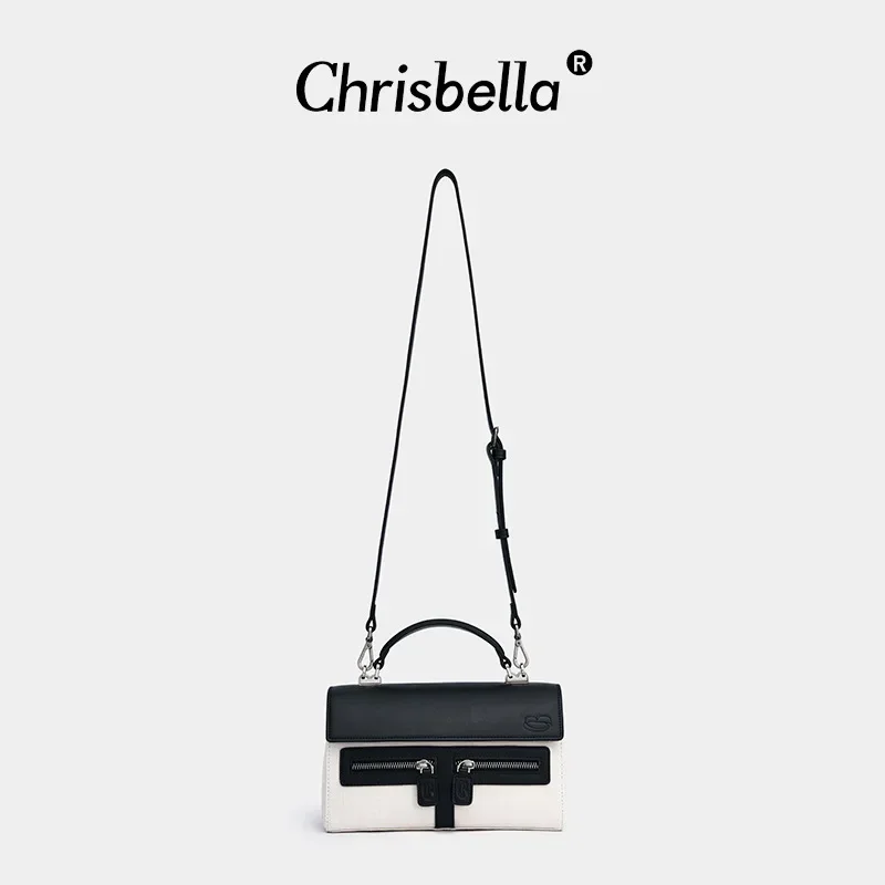 

Chrisbella Leather with Canvas Lychee Leather Fashion Women's Leather One Shoulder Crossbody Handbag