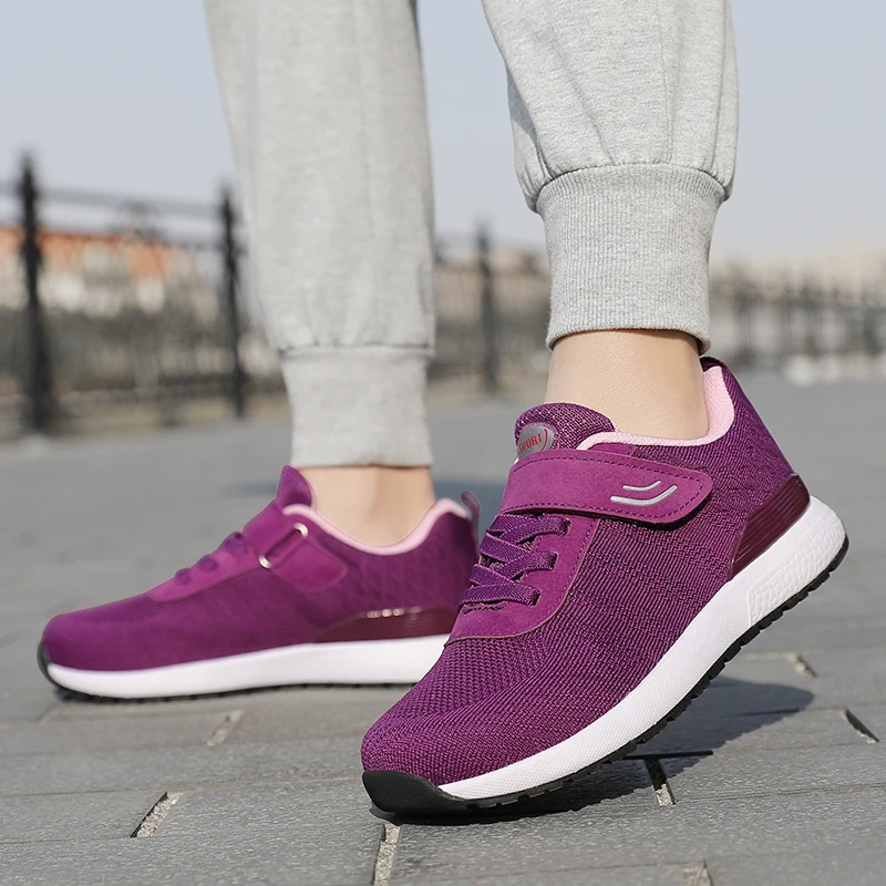 Women's Walking Shoes  Fabric Upper Breathable Comfortable Middle-aged and Elderly Platform  Free of Freight and Low Price