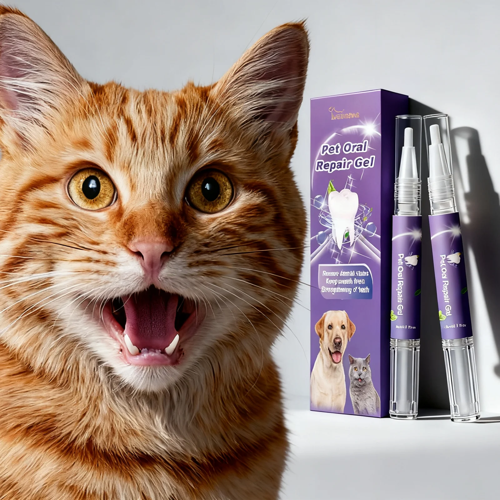 Pet Oral Repair Gel für Hunde und Katzen Welpen Zahnsteinentfernung Zahnaufhellung Fleckenentferner Geruchsbeseitiger Zahnfleischpflege Haustierzähne
