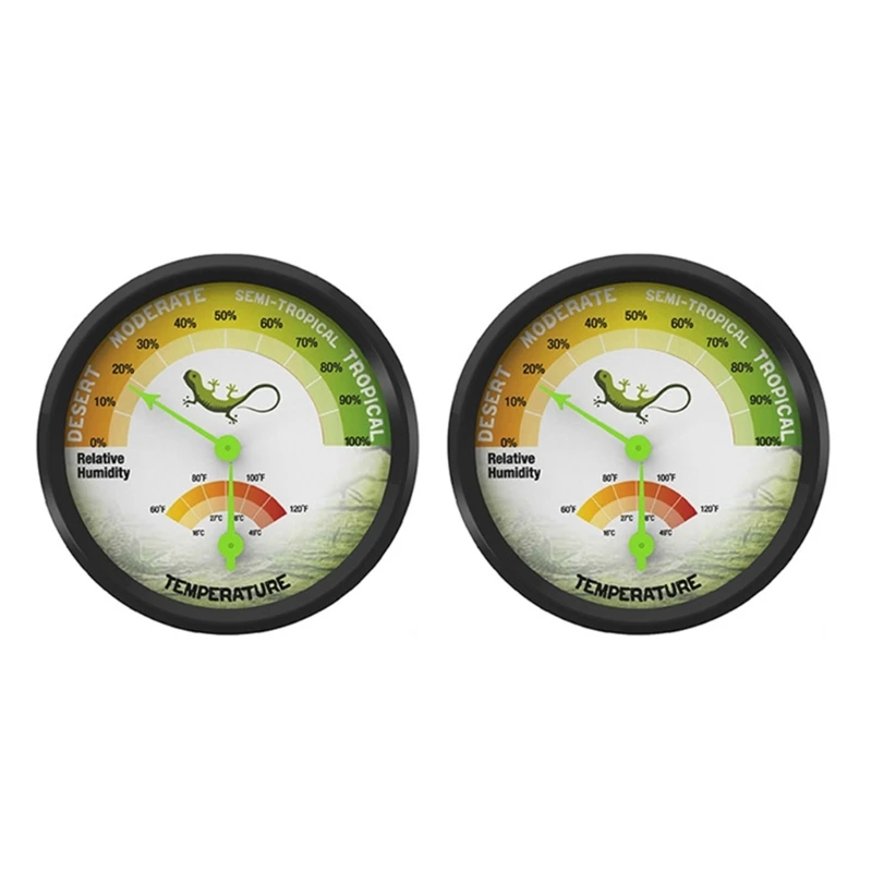 Pet Rearing Box Gauge Temperature Humidity Hygrometer High-Accuracy VivariumTank Supplies 1pc/2Pcs