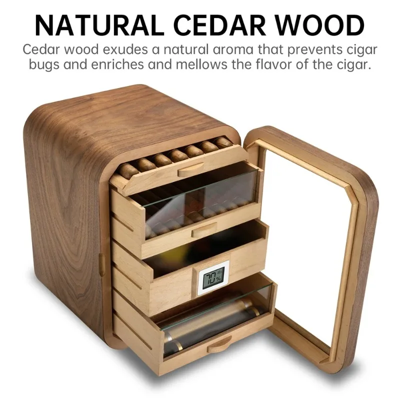 

Humidor Cabinet Handmade Humidor Box Cedar Desktop Box Hygrometer Cedar Wooden Cigar Humidor Case