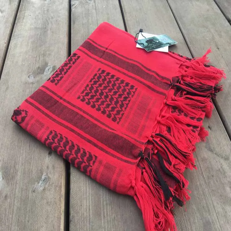 Unisex Lightweight Plaid Tassel Arab Desert Shemagh Keffiyeh Scarf Wrap Pashmina Mary-men Square Outdoor Shawl Military Arab